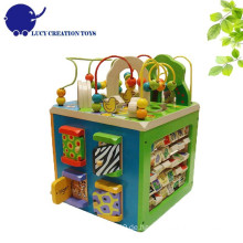 Kinder Pädagogische Multifunktions-5 in 1 Holz Zoo Intelligent Playing Activity Cube